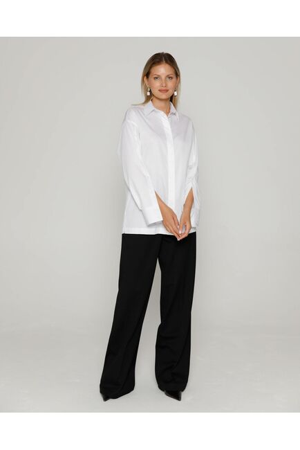 Женская рубашка из хлопка сатинового плетения с пуговицами на рукавах- 8673 от byME 