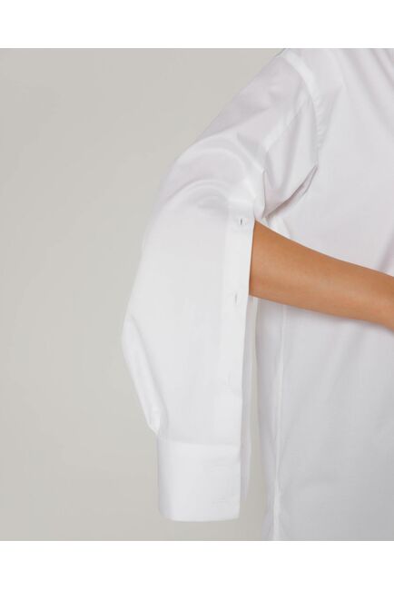 Женская рубашка из хлопка сатинового плетения с пуговицами на рукавах- 8673 от byME 