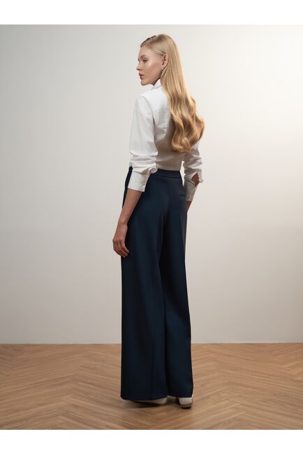 Брюки женские с высокой посадкой темно-синие от ByME 