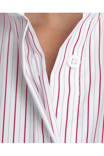 Женская рубашка под запонку в красную полоску - 8564 от ByME 