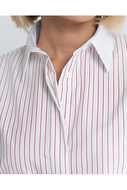 Женская рубашка под запонку в красную полоску - 8564 от ByME 