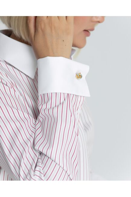 Женская рубашка под запонку в красную полоску - 8564 от ByME 