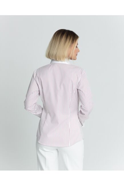 Женская рубашка под запонку в красную полоску - 8564 от ByME 