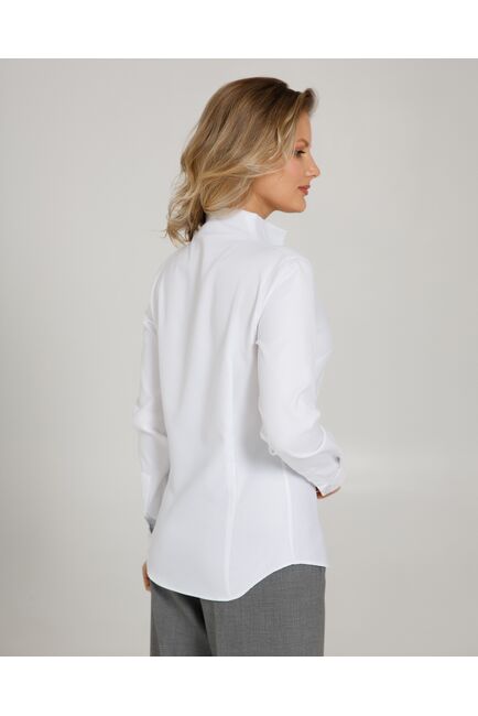 Женская рубашка воротник стойка под пуговицы с отделкой  - 8589 от byME 