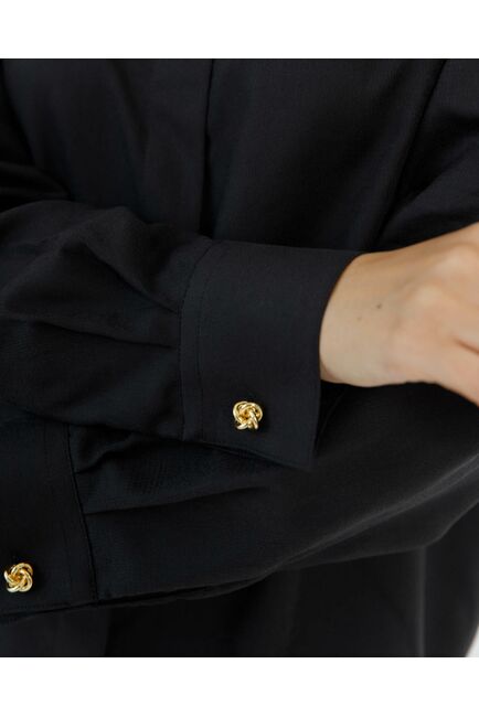 Женская рубашка с универсальным манжетом черная - 8665 от byME 