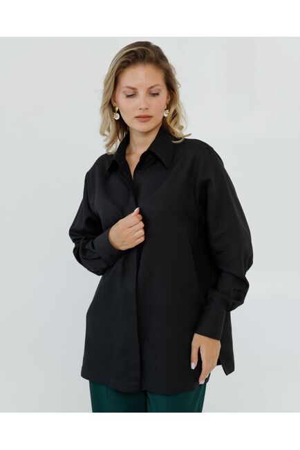 Женская рубашка с универсальным манжетом черная - 8665 от byME 