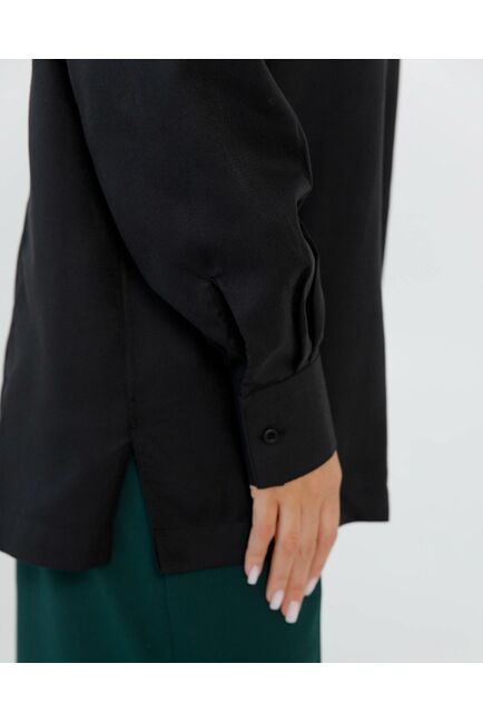 Женская рубашка с универсальным манжетом черная - 8665 от byME 