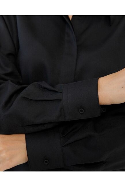 Женская рубашка с универсальным манжетом черная - 8665 от byME 