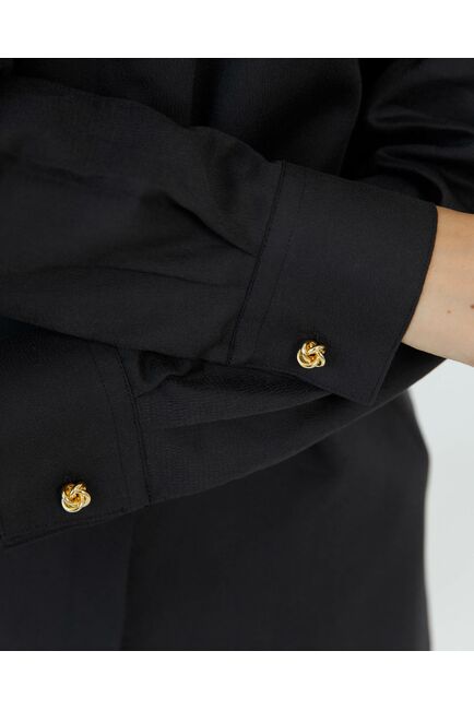 Женская рубашка с универсальным манжетом черная - 8665 от byME 