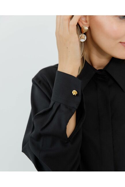 Женская рубашка с универсальным манжетом черная - 8665 от byME 