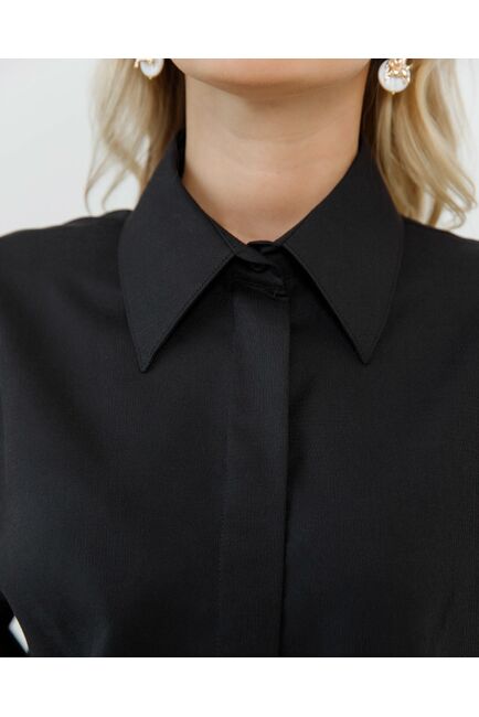 Женская рубашка с универсальным манжетом черная - 8665 от byME 