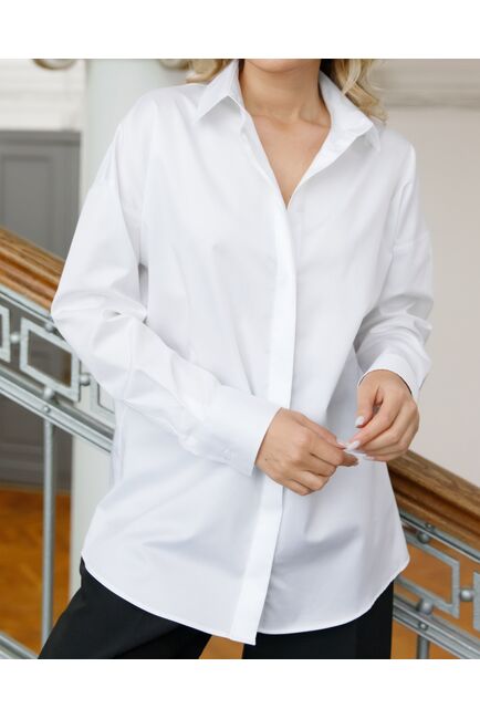 Женская рубашка  прямого силуэта с универсальной манжетой - 8669 от byME 