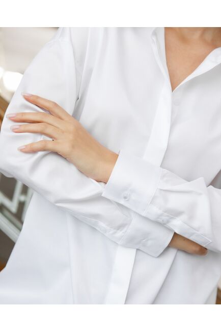 Женская рубашка  прямого силуэта с универсальной манжетой - 8669 от byME 