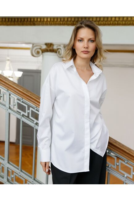 Женская рубашка  прямого силуэта с универсальной манжетой - 8669 от byME 