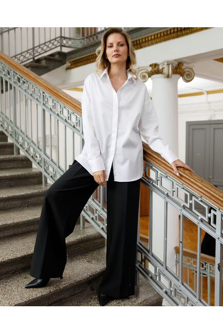 Женская рубашка  прямого силуэта с универсальной манжетой - 8669 от byME 