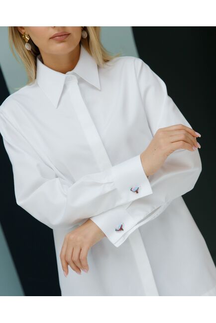 Рубашка хлопковая с универсальной манжетой- 8694 от byME 