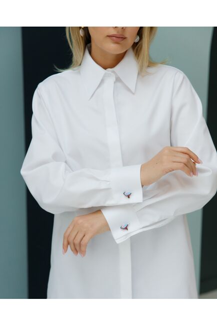 Рубашка хлопковая с универсальной манжетой- 8694 от byME 