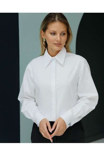 Рубашка хлопковая с универсальной манжетой- 8694 от byME 