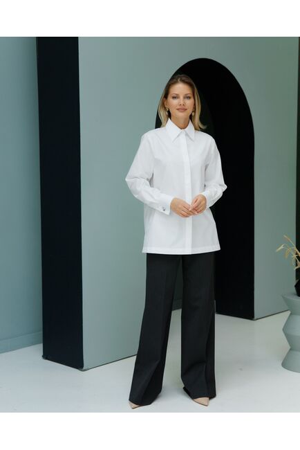 Рубашка хлопковая с универсальной манжетой- 8694 от byME 