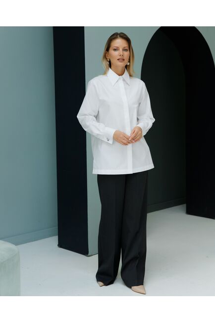 Рубашка хлопковая с универсальной манжетой- 8694 от byME 