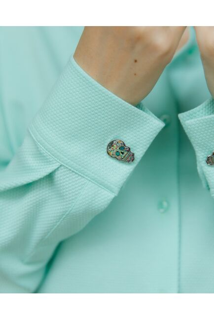 Рубашка в прямом силуэте в мятном цвете фактурной ткани 8697 от byME 