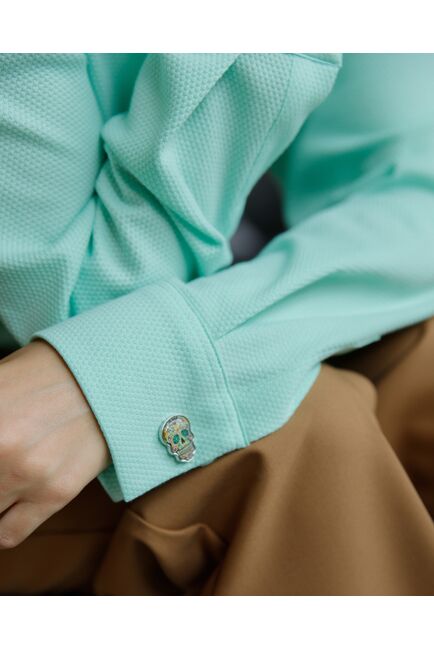 Рубашка в прямом силуэте в мятном цвете фактурной ткани 8697 от byME 