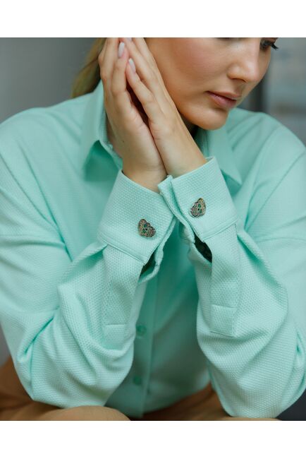 Рубашка в прямом силуэте в мятном цвете фактурной ткани 8697 от byME 