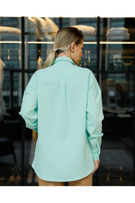 Рубашка в прямом силуэте в мятном цвете фактурной ткани 8697 от byME 