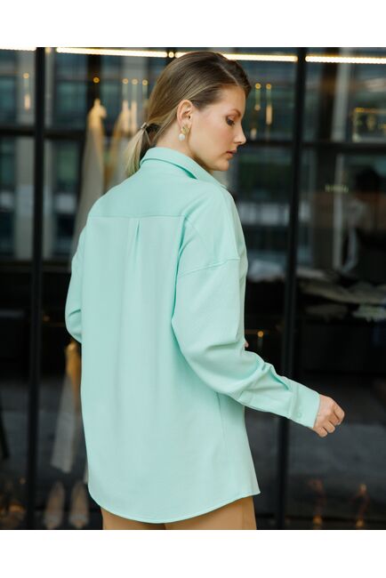 Рубашка в прямом силуэте в мятном цвете фактурной ткани 8697 от byME 