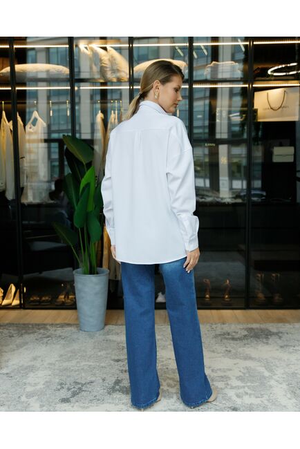 Женская рубашка в прямом силуэте из фактурной ткани - 8698 от byME 