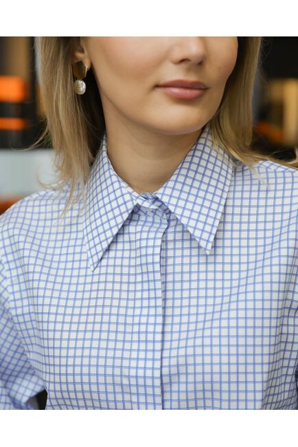 Женская рубашка в голубую клетку - 8710 от byME 