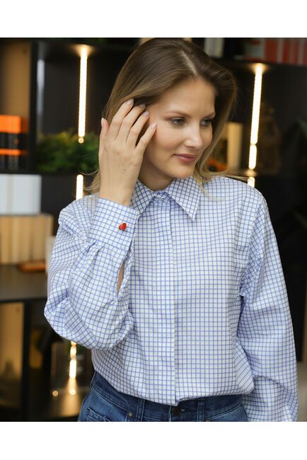 Женская рубашка в голубую клетку - 8710 от byME 