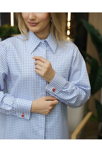 Женская рубашка в голубую клетку - 8710 от byME 