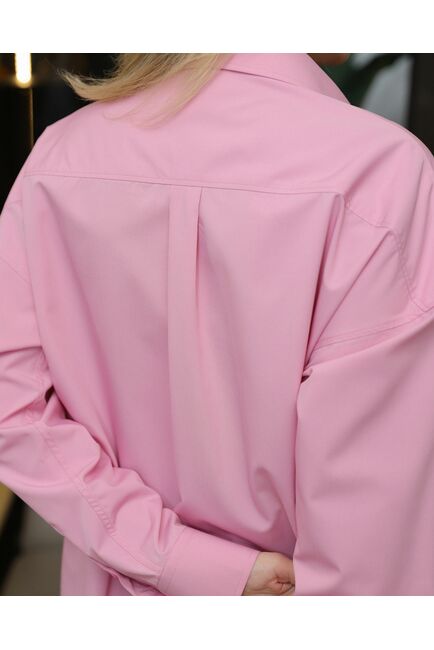 Женская рубашка  в пудро-розовом цвете с универсальной манжетой- 8716 от byME 
