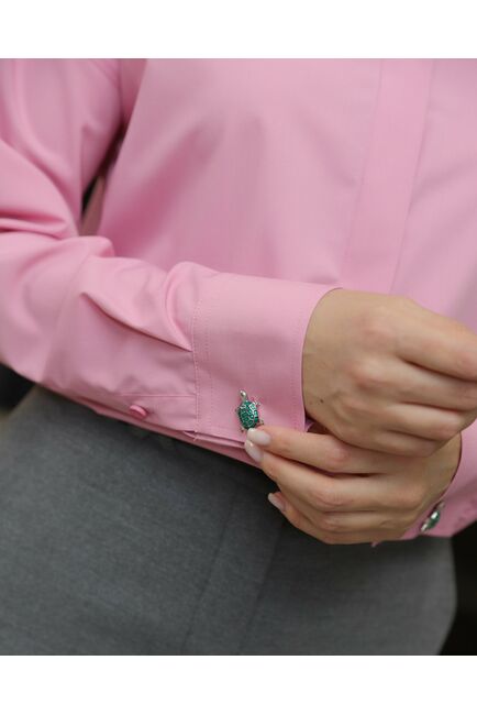 Женская рубашка  в пудро-розовом цвете с универсальной манжетой- 8716 от byME 