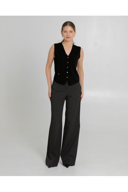 Жилет женский из шерсти мериноса тонкой вязки черный от byME 