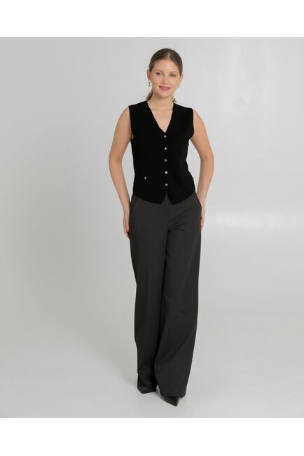 Жилет женский из шерсти мериноса тонкой вязки черный от byME 