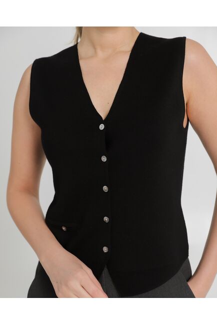 Жилет женский из шерсти мериноса тонкой вязки черный от byME 