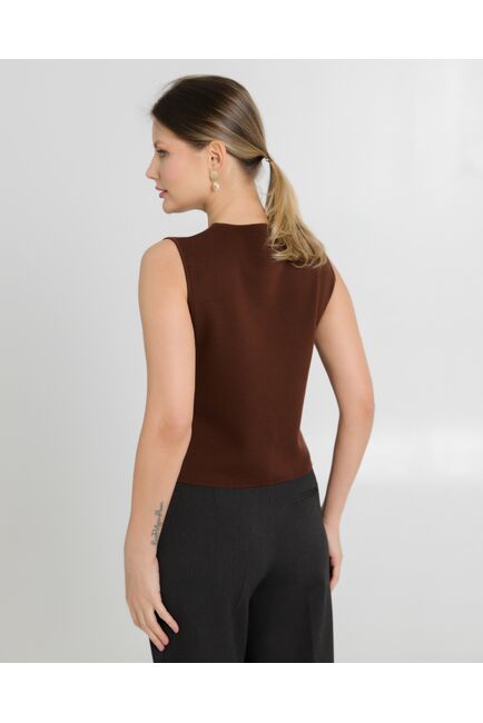 Жилет женский из шерсти мериноса тонкой вязки коричневый от byME 