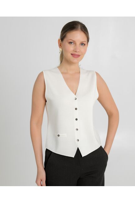 Жилет женский из шерсти мериноса тонкой вязки белый от byME 