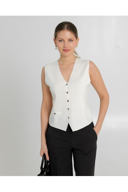 Жилет женский из шерсти мериноса тонкой вязки белый от byME 