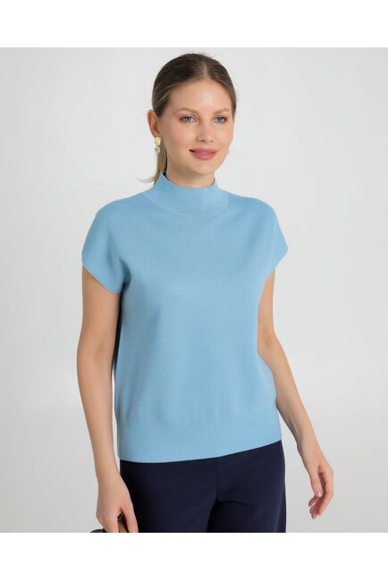 Топ из шерсти мериноса тонкой вязки и шелка Mulberry голубой от byME 