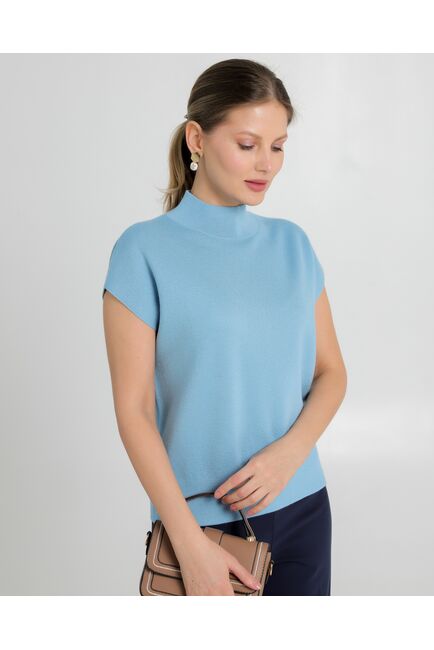 Топ из шерсти мериноса тонкой вязки и шелка Mulberry голубой от byME 