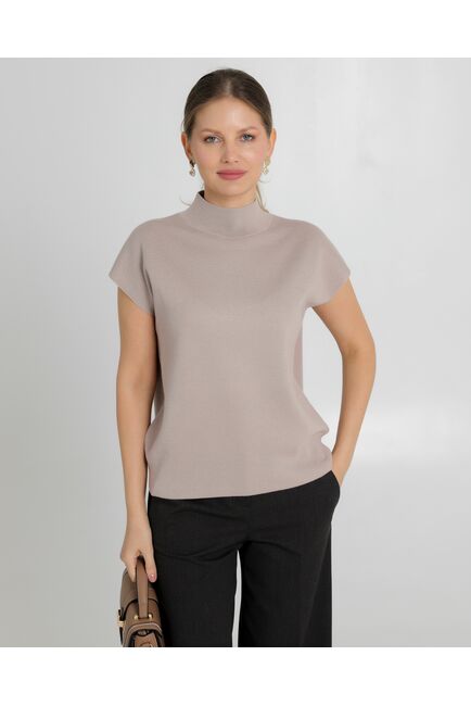 Топ из шерсти мериноса тонкой вязки и шелка Mulberry коричневый от byME 