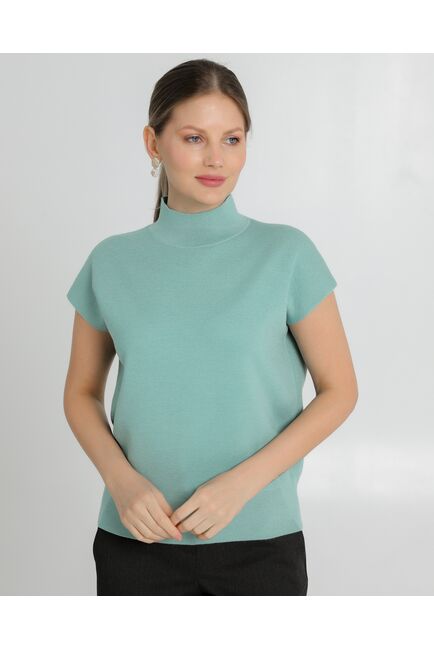 Топ из шерсти мериноса тонкой вязки и шелка Mulberry зеленый от byME 