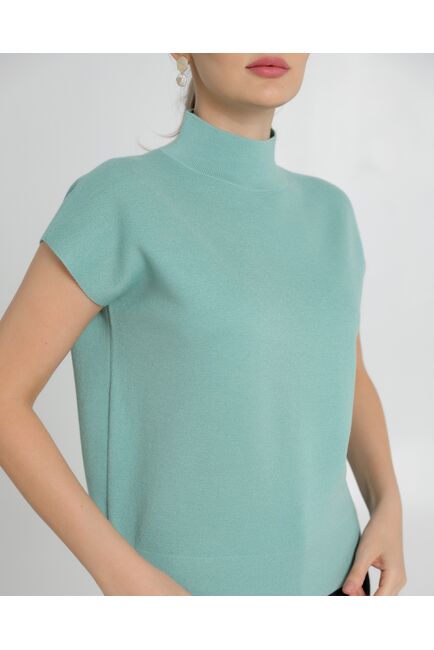 Топ из шерсти мериноса тонкой вязки и шелка Mulberry зеленый от byME 