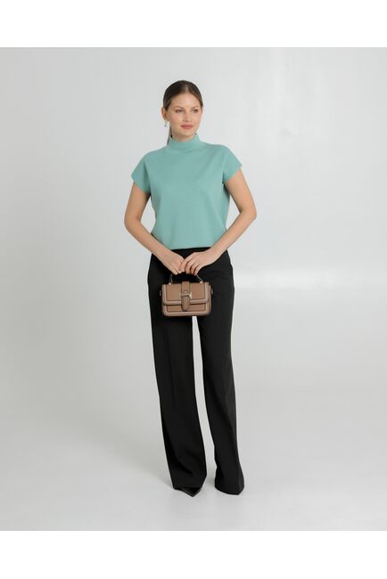 Топ из шерсти мериноса тонкой вязки и шелка Mulberry зеленый от byME 