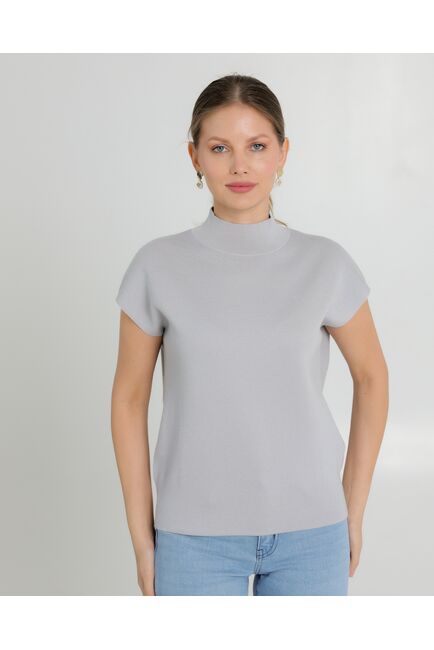 Топ из шерсти мериноса тонкой вязки и шелка Mulberry серый от byME 