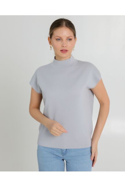 Топ из шерсти мериноса тонкой вязки и шелка Mulberry серый от byME 