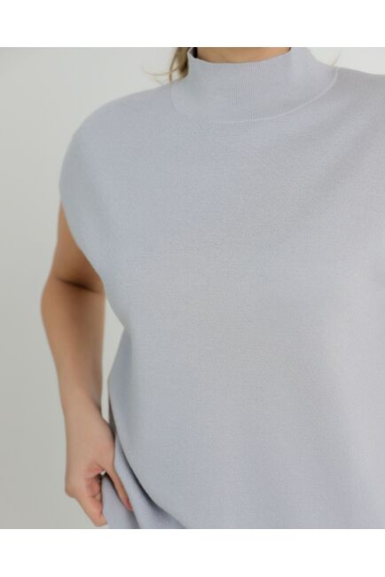 Топ из шерсти мериноса тонкой вязки и шелка Mulberry серый от byME 